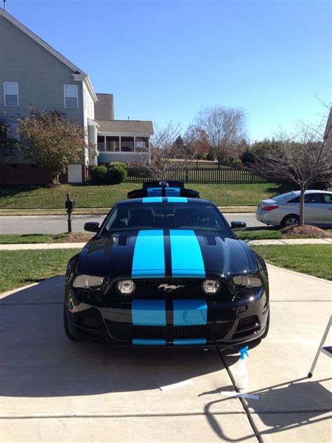 New Grabber Blue Stripe On Black 2013 50 Mustang Evolution