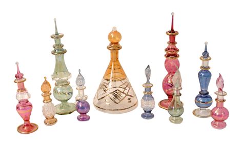 Egyptian Perfume Bottles Mix Collection A Set Of 10 Hand Blown Decorat Craftsofegypt