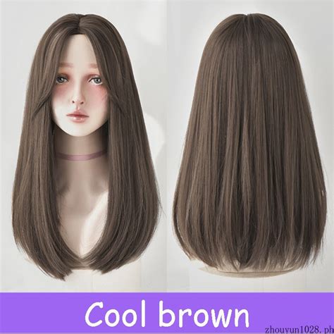 Wig Fashion Split Bangs Wig Female Long Hair Natural Repair Clavicle Straight Hair Wig Headgear