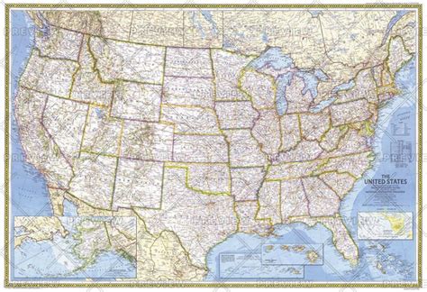 United States Map Published 1982 National Geographic Maps