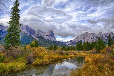 Download Wallpaper Canmore Alberta River Mountains Free Desktop