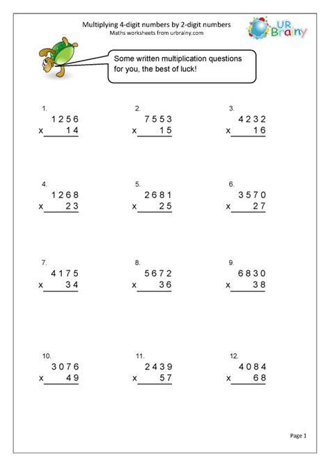 Multiplication Worksheet 4 Digit By 2 Digit