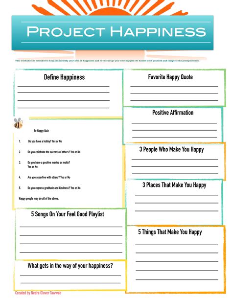 Happiness Worksheets