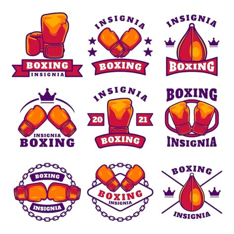 Premium Vector Boxing Club Labels Emblems Badges Set Boxing Related