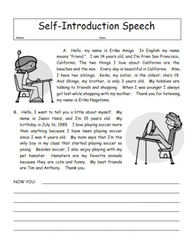Self Introduction Speech For School Students Examples Format Pdf Tips
