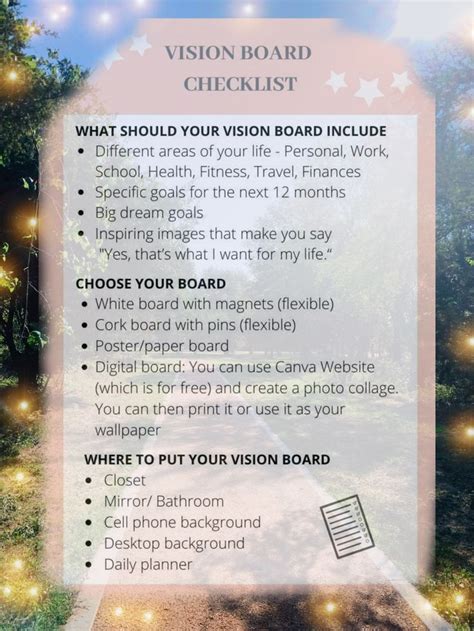 Vision Board Checklist What To Put On A Vision Board Work Vision