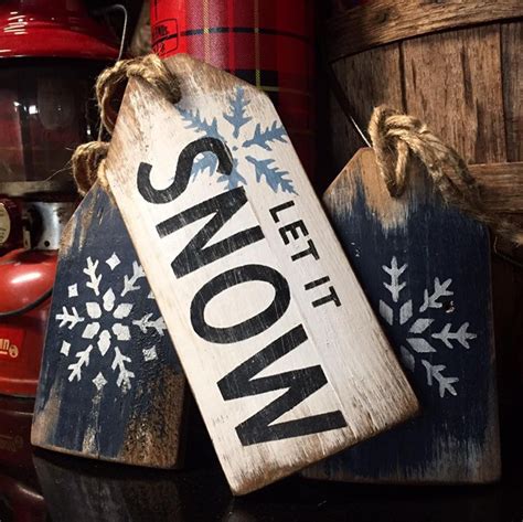 Christmas Decor Winter Decor Cabin Sign Let It Snow Wood Etsy Wood