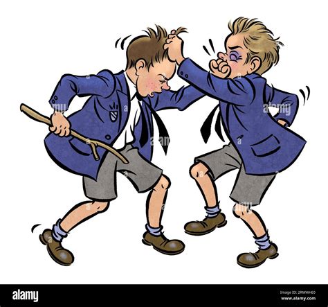 Illustration Of Two Fighting Schoolboys Stock Photo Alamy