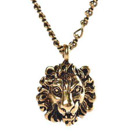 Gucci Metal Lion Head Necklace Gold 361495 Fashionphile