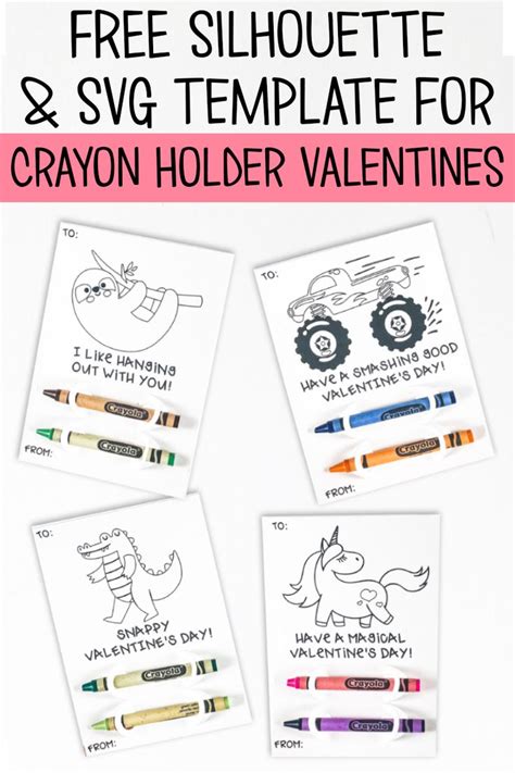 Crayon Holder Valentine - Free SVG + Silhouette File | Valentines