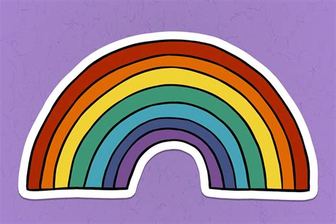 Cute Rainbow Sticker With A White Border