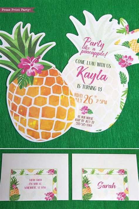 Pineapple Invitation Printable Luau Press Print Party
