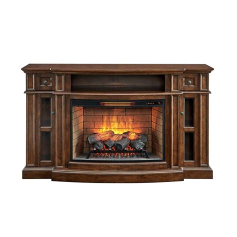 Allen Roth 68 In W Mahogany Infrared Quartz Electric Fireplace In The