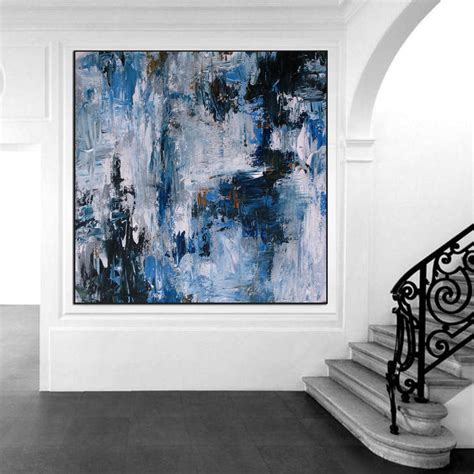 Grey Painting Blue Abstract Painting Oil Painting On Canvas Canvas