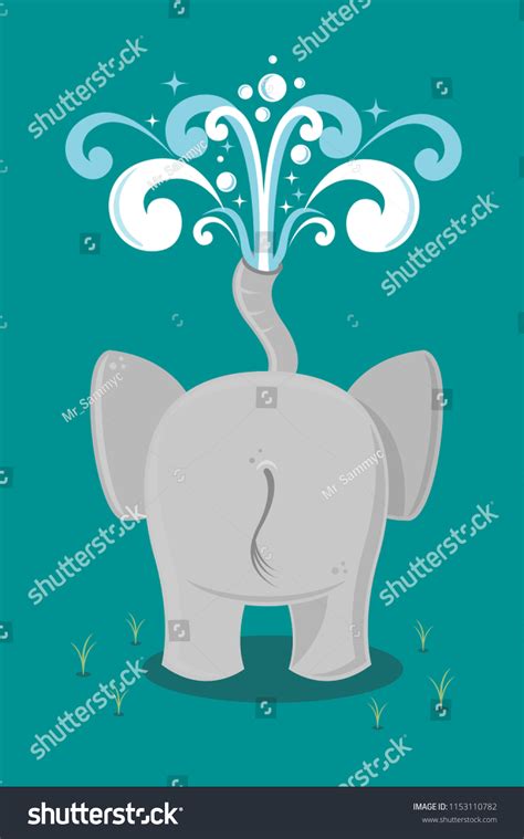 Elephant Squirting Water Cartoon Vector Illustration Shutterstock