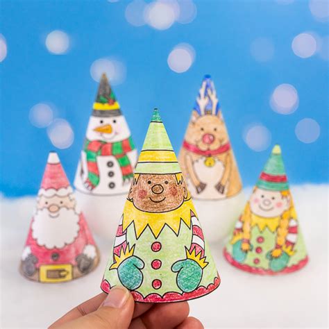 Christmas Cones Colour In Printable Craft For Kids