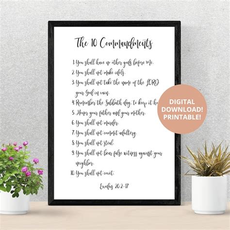 The Ten Commandments Wall Art Commandment Printable 10 Etsy
