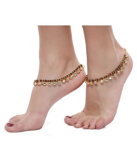 Gold Plated Kundan Studded Anklets Payal For Girls And Women By Dipali