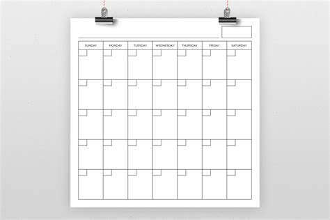 Large Square Calendar Printable Photo Monthly Calendar Large Square