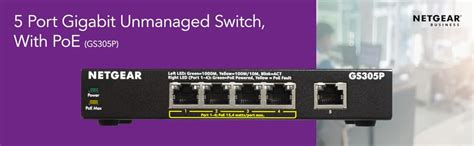 Netgear 5 Port Gigabit Ethernet Poe Network Switch Hub Internet