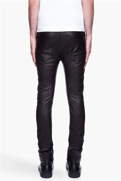Saint Laurent Black Skinny Stretch Leather Pants For Men Lyst