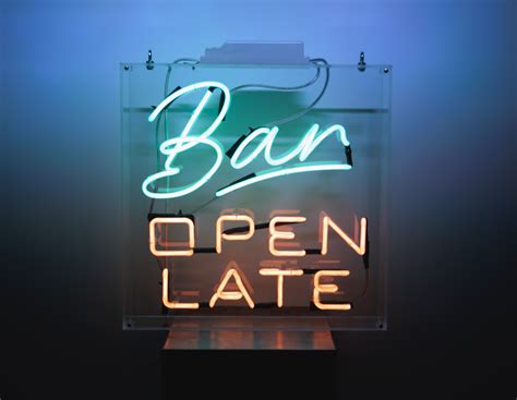 Bar Open Late Neon 50cm X 50cm Kemp London Bespoke Neon Signs Prop