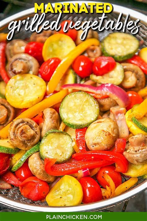 Marinated Grilled Vegetables Zucchini Squash Mushrooms Tomatoes