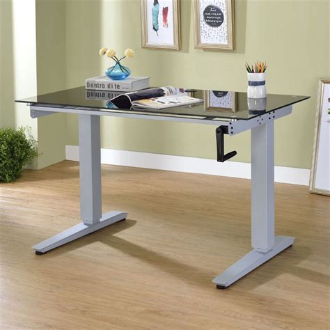 Flexispot standing desk 48 x 30 inches height adjustable desk electric sit stand desk home office desks whole piece desk board (black frame + 48 in blacktop) 4.7 out of 5 stars 6,293 $249.99 $ 249. ACME Bliss Adjustable Writing Desk in Black Glass - 92386
