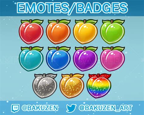 Colored Peaches Emotes And Subbit Badges For Twitch Discord Etsy