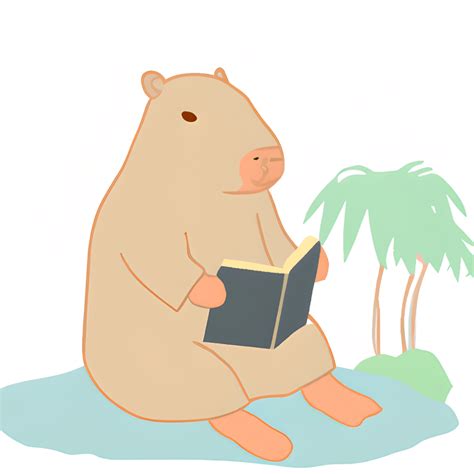 Capybara Reading Book Illustration · Creative Fabrica