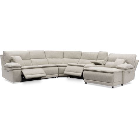 Brookdale 6 Piece Dual Power Reclining Sectional With Chaise American