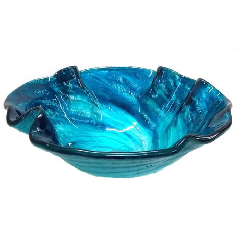 Eden Bath Caribbean Wave Glass Vessel Sink In Blue Ebgs37 The Home