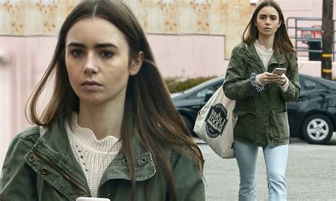 Lily Collins Layers Up In A Sweater And Jacket As She Goes Grocery