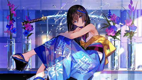 anime girl katana 4k 271 wallpaper pc desktop