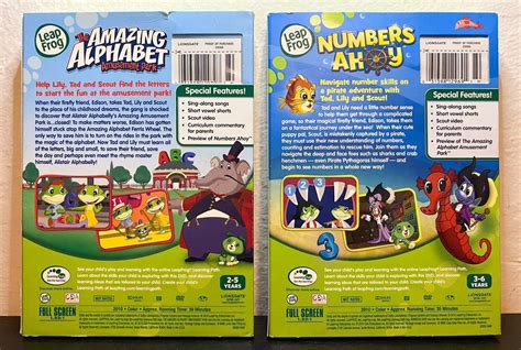 2x Leap Frog Dvd Lot The Amazing Alphabet Amusement Park And Numbers