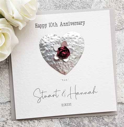 10th Anniversary Card Tin Anniversary Card10th Wedding Etsy Uk