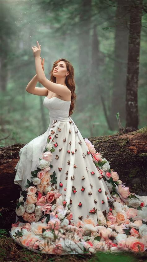 In The Forest Bride Beautiful Wedding Dress Red Hair Beauty Bridal Fashion Hd Phone