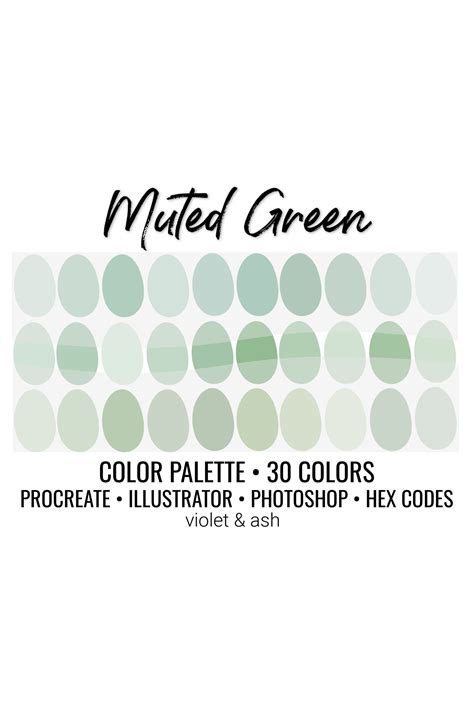 Muted Green Procreate Palette Color Chart Autumn Procreate Etsy Singapore