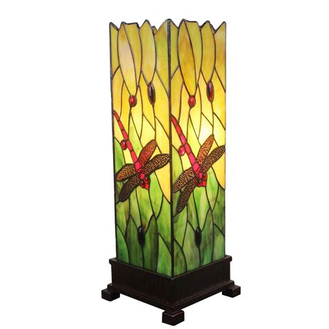 Dragonfly Floor Lamp Handcrafted Stained Glass Tiffany Style Design
