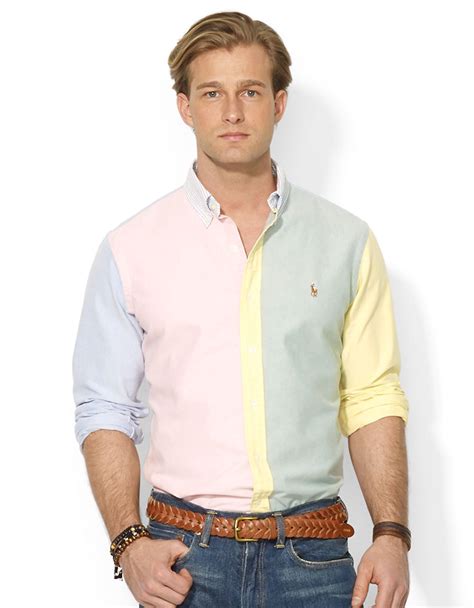 Lyst Polo Ralph Lauren Classicfit Colorblocked Oxford Shirt For Men