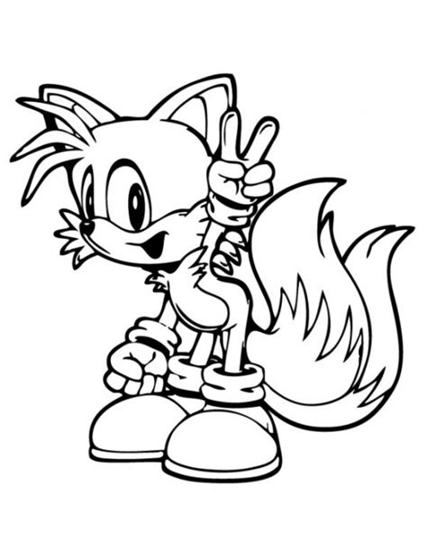 Sonic hedgehog colouring sheets the coloring pictures pages tails printable all running and exe princess peach toad. Tails With Peace Sign Coloring Page - Printable Sonic The ...