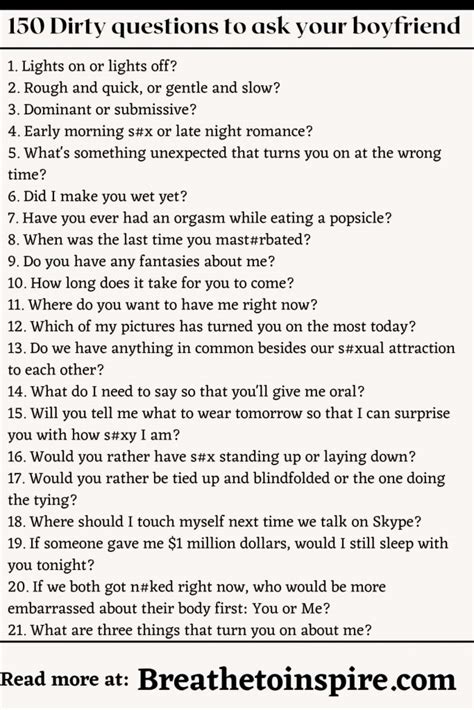 150 Dirty Questions To Ask Your Boyfriend Naughty Juicy Sexual