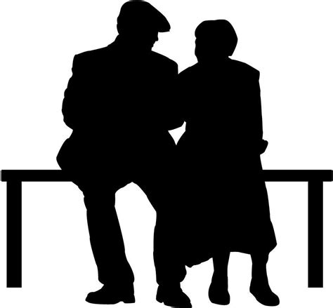 Elderly Couple Park Bench Wall Decal Silhouette Silhouette Art
