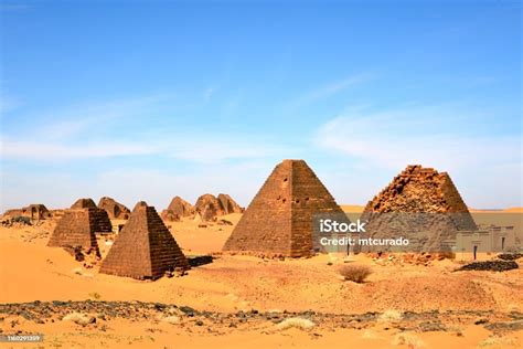 Meroe Pyramids South And North Cemeteries Nubian Tombs In The Sahara