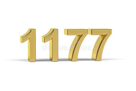 Golden 3d Number 1177 Year 1177 Isolated On White Background Stock