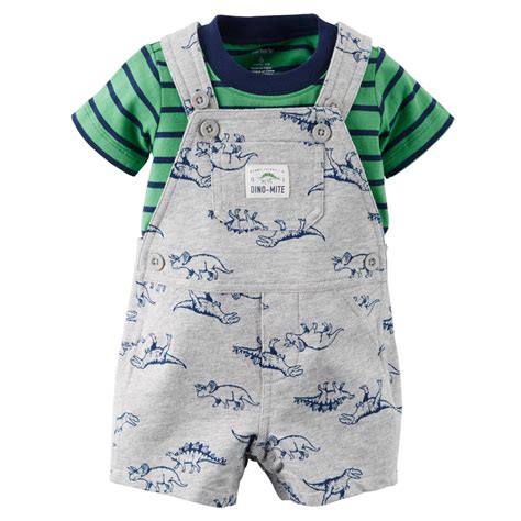 Carters Newborn And Infant Boys T Shirt And Overalls Dinosaur Print