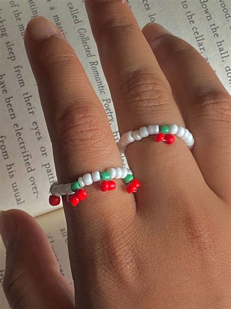 Stackable Cherry Rings Seed Bead Rings Etsy