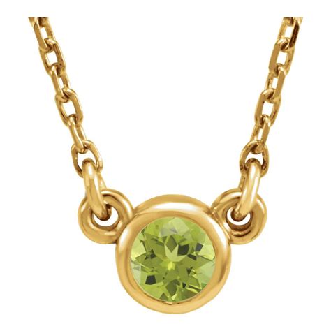 Jewelryweb 14k Yellow Gold 4mm Peridot Polished Peridot Necklace
