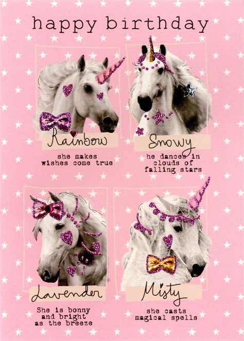 Birthday Unicorns Happy Birthday Greeting Card Cards