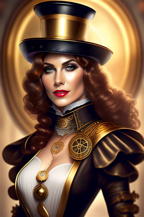 Lexica A Woman Wearing Clockwork Steampunk Outfit And Tophat Gears